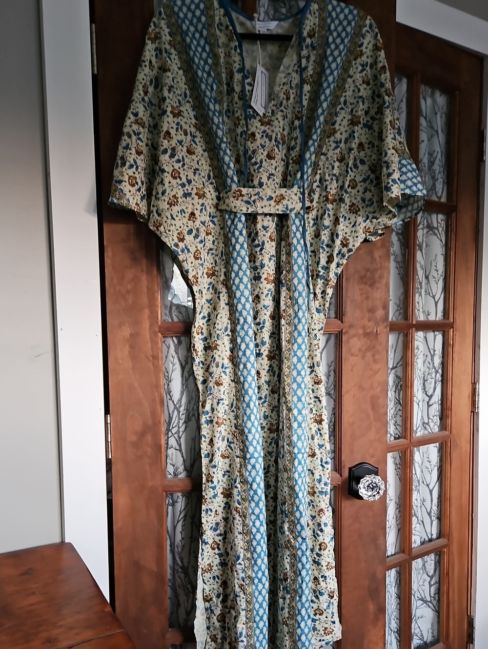 The Company Store Floral Maxi Dress in Blue and Cream